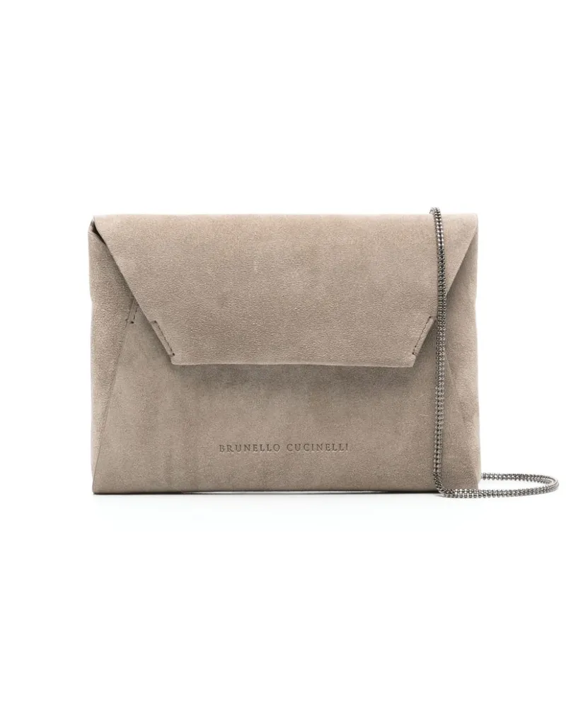 Brunello Cucinelli Clutch aus Wildleder - Grau Grau