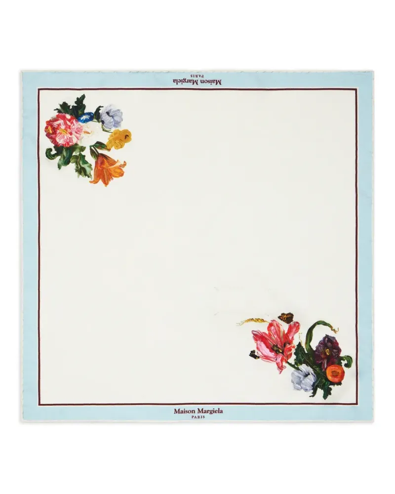 Maison Margiela floral silk scarf - Weiß Weiß