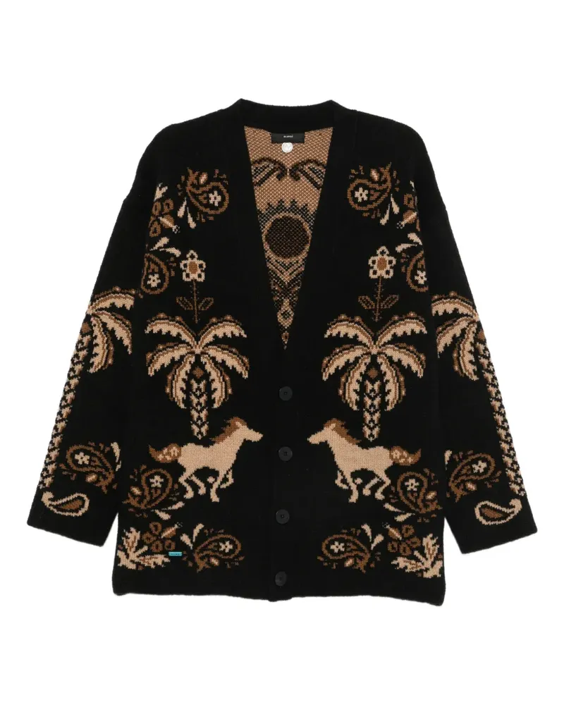 Alanui Gestrickter Intarsien-Cardigan - Schwarz Schwarz