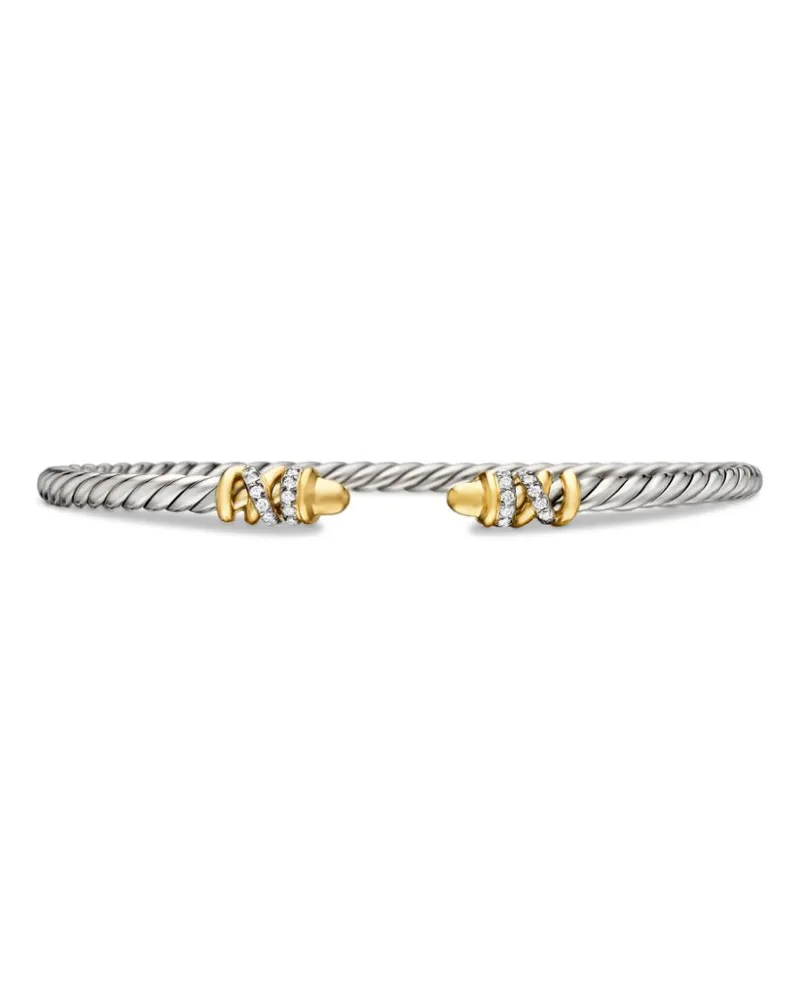 David Yurman Petite Helena Classic Cable Armband aus 18kt Gold und Sterlingsilber mit Diamanten (3mm Silber