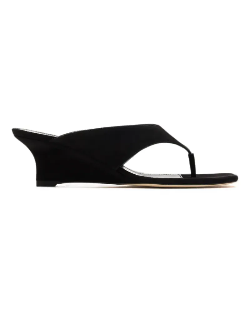 Stuart Weitzman suede wedge flip-flops - Schwarz Schwarz