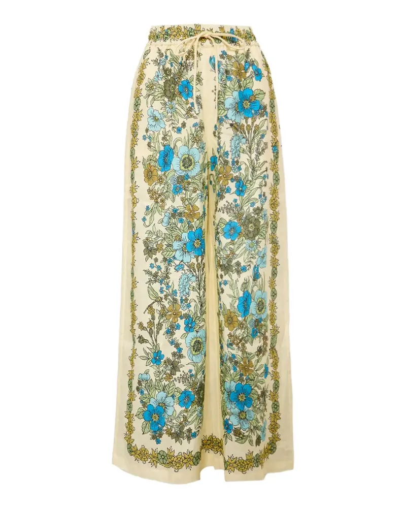 ALEMAIS Sophia Leinenhose mit Blumenprint - Nude Nude