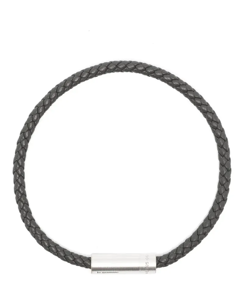 Le Gramme Geflochtenes Lederarmband - Grau Grau