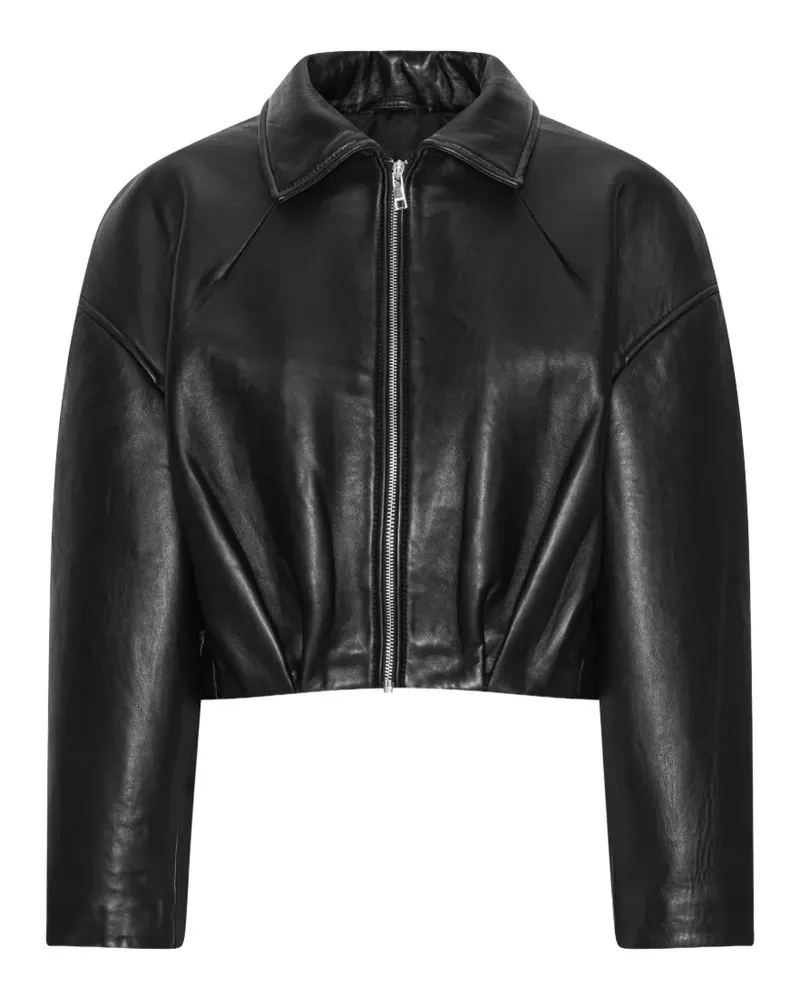 ROTATE Birger Christensen Lederjacke mit Kragen - Schwarz Schwarz