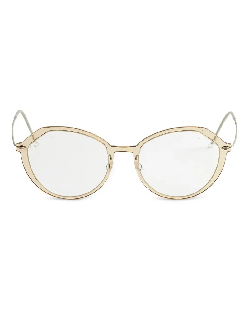 Lindberg geometric-frame titanium glasses - Nude Nude