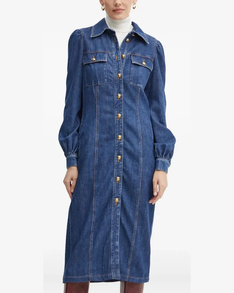 Luisa Spagnoli Jeanskleid mit Puffärmeln - Blau Blau