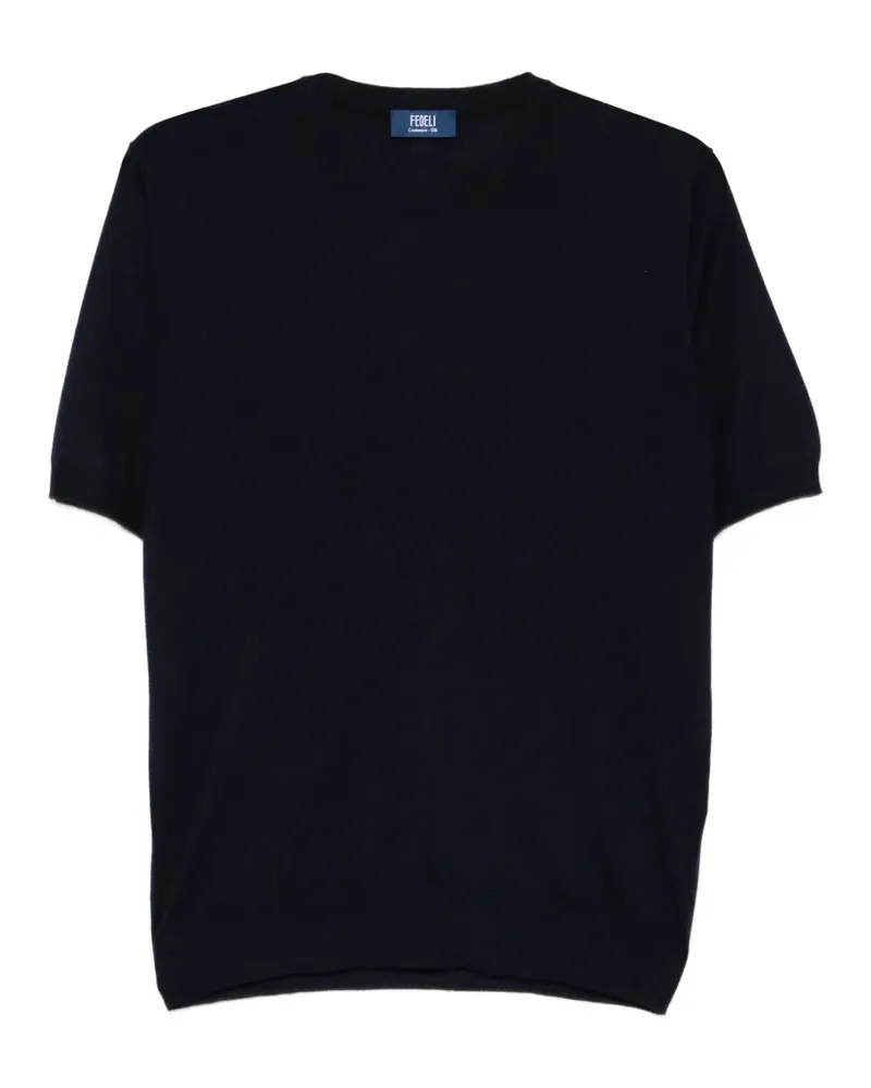 Fedeli Kurzärmeliges Strickoberteil - Blau Blau