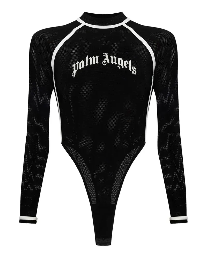 Palm Angels logo-print mesh bodysuit - Schwarz Schwarz