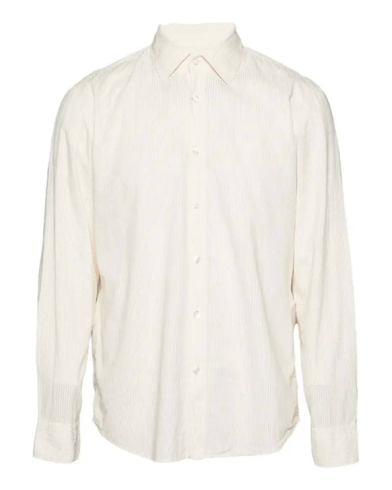 HUGO BOSS striped long-sleeve button-down cotton shirt - Orange Orange