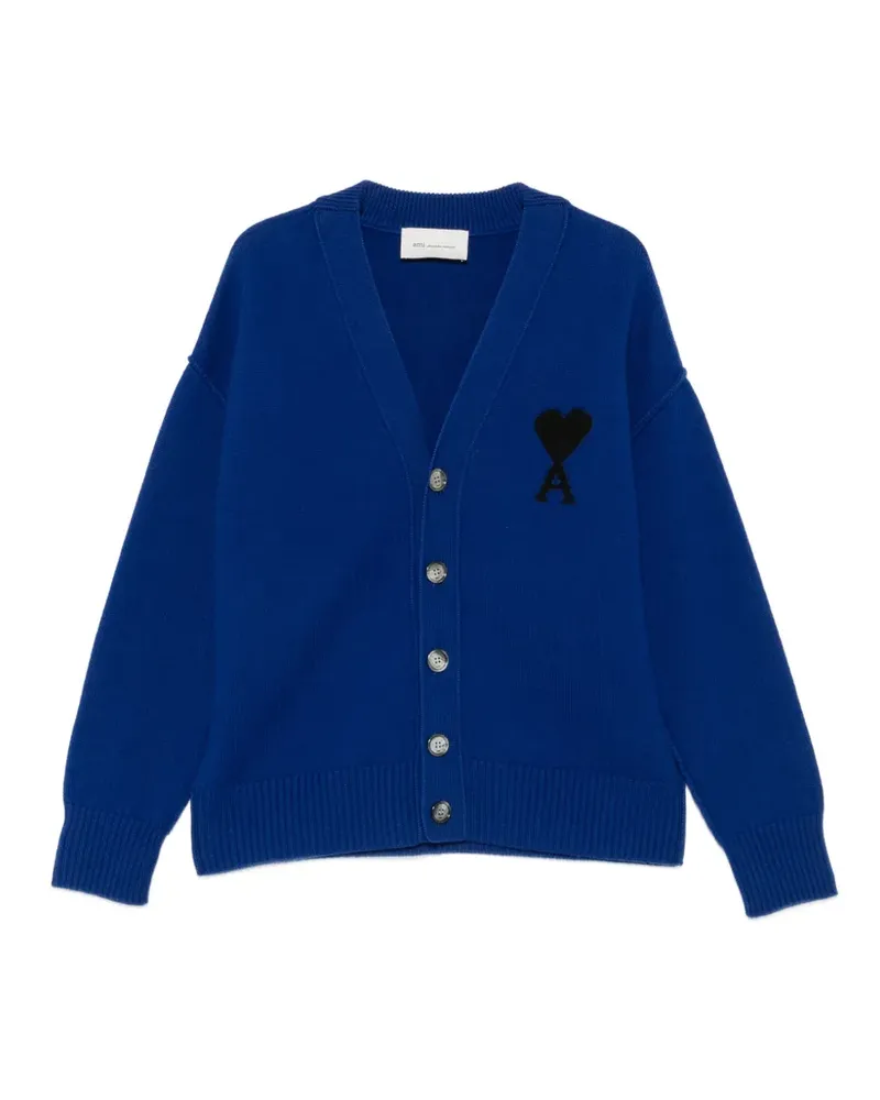 AMI Paris Cardigan mit Ami de Coeur-Motiv - Blau Blau