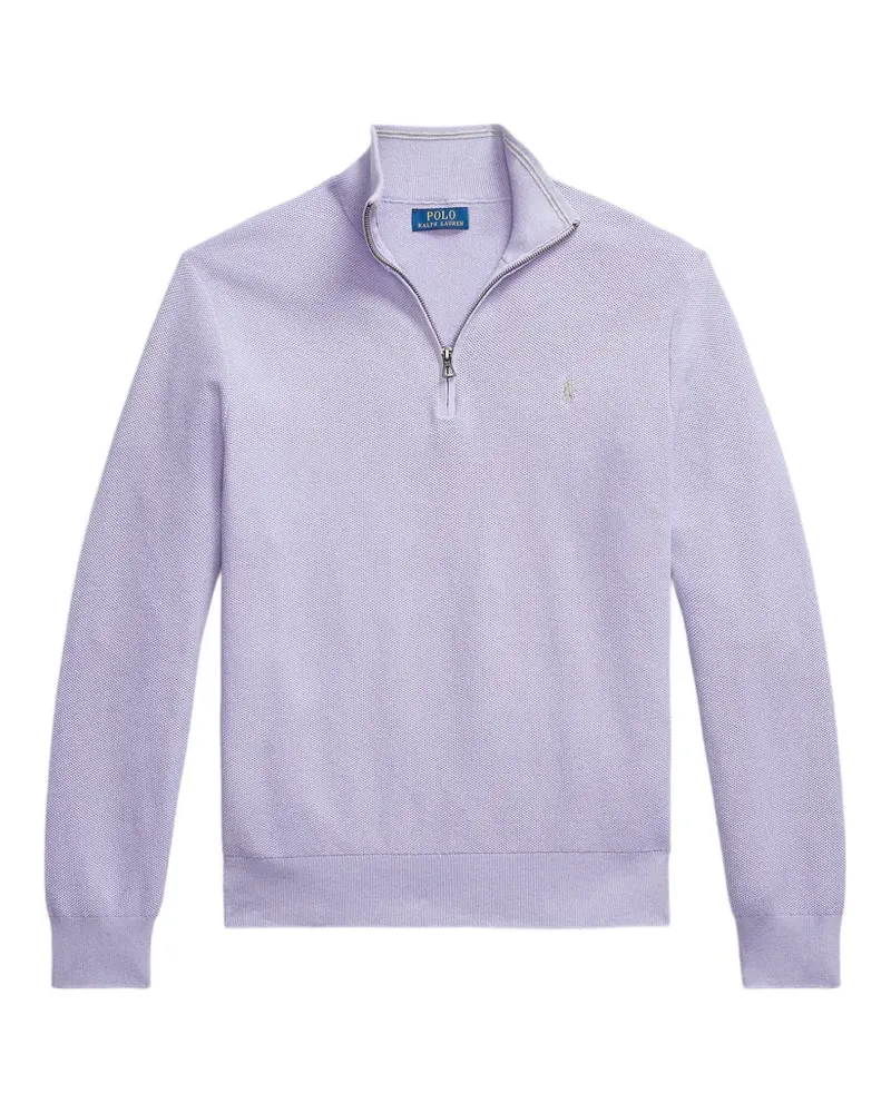 Ralph Lauren quarter-zip embroidered-logo sweater - Violett Violett