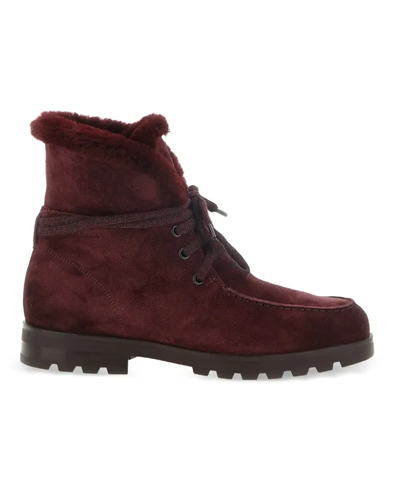 Santoni Wildlederstiefeletten mit Shearling-Futter - Rot Rot