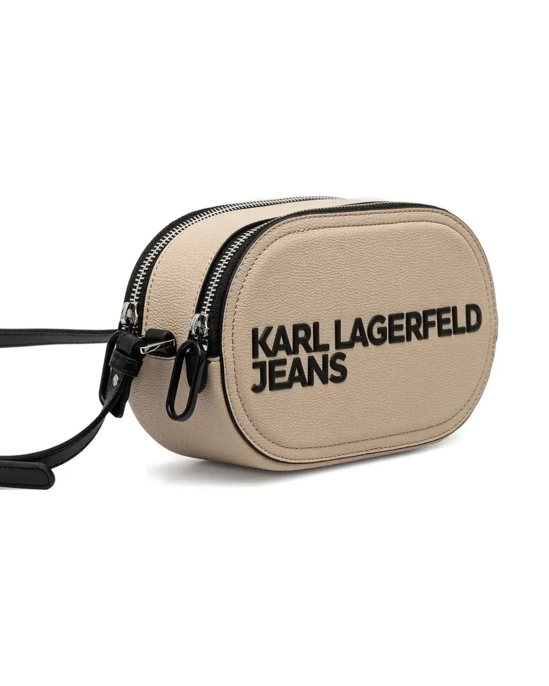 Karl Lagerfeld Ovale Umhängetasche mit doppeltem Reißverschluss - Nude Nude