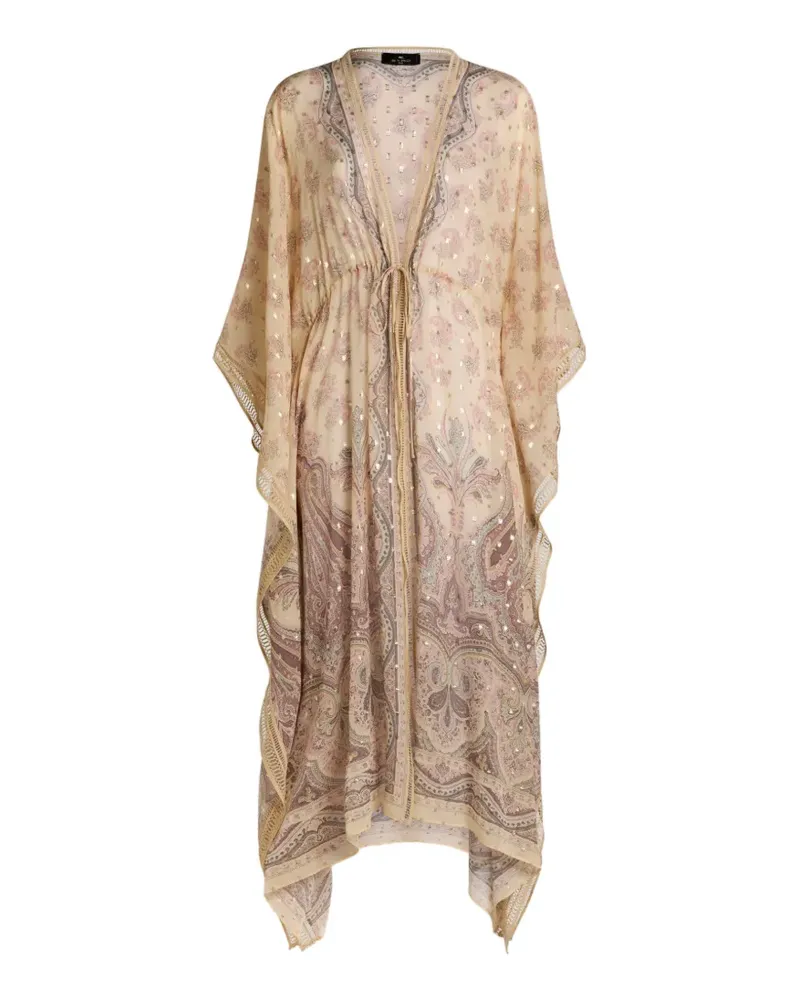 Etro placed print kaftan - Nude Nude