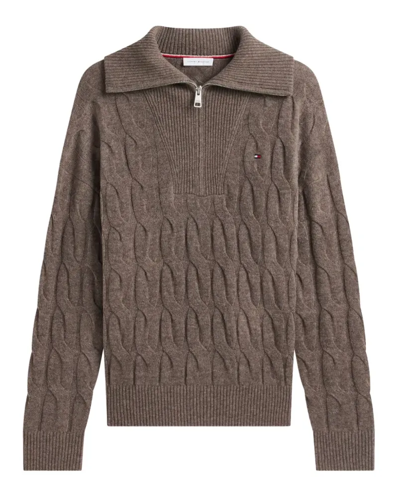 Tommy Hilfiger cable-knit quarter-zip sweater - Braun Braun
