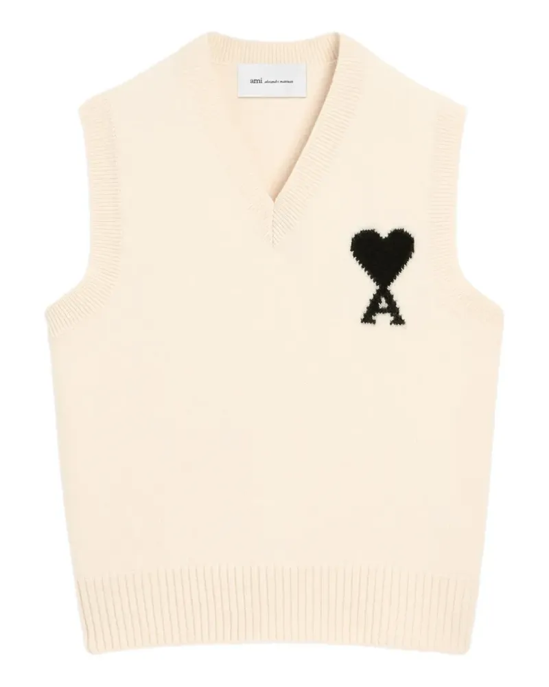 AMI Paris sleeveless wool sweater with Ami de Coeur - Nude Nude