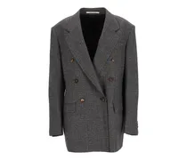 Doppelreihige Loreley Jacke mit Mikro-Karo - Grau