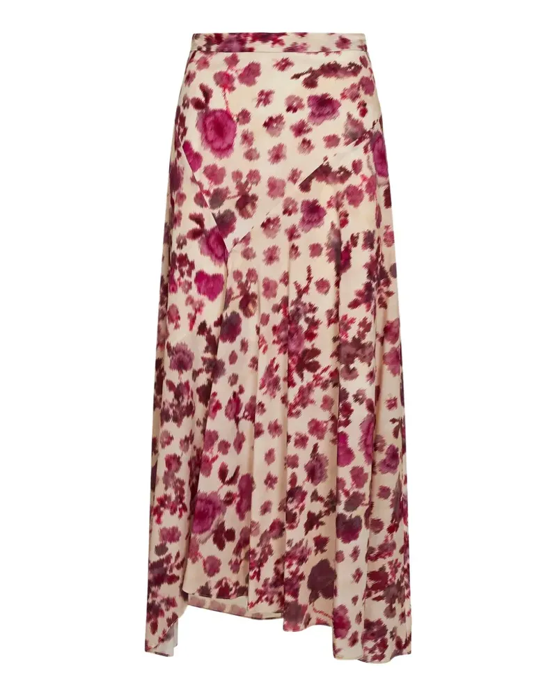 Isabel Marant rose-print asymmetric skirt - Nude Nude
