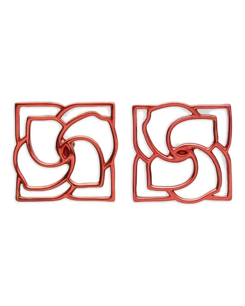 Magda Butrym Ohrringe mit eckigem Logo - Rot Rot