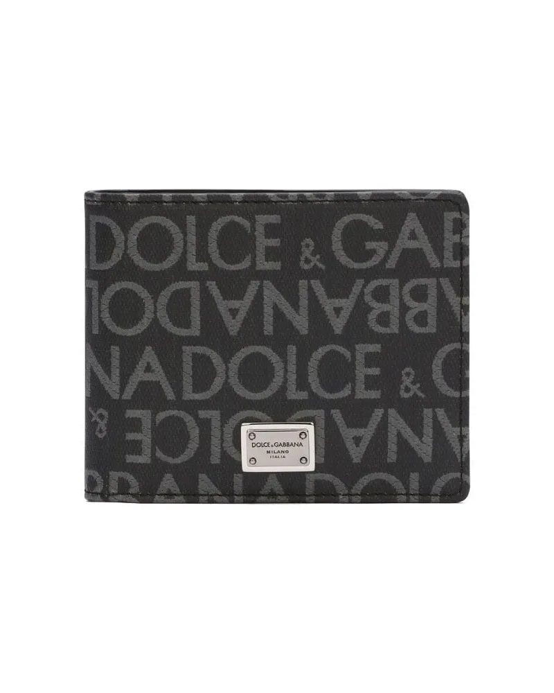 Dolce & Gabbana Portemonnaie aus Logo-Jacquard - Schwarz Schwarz