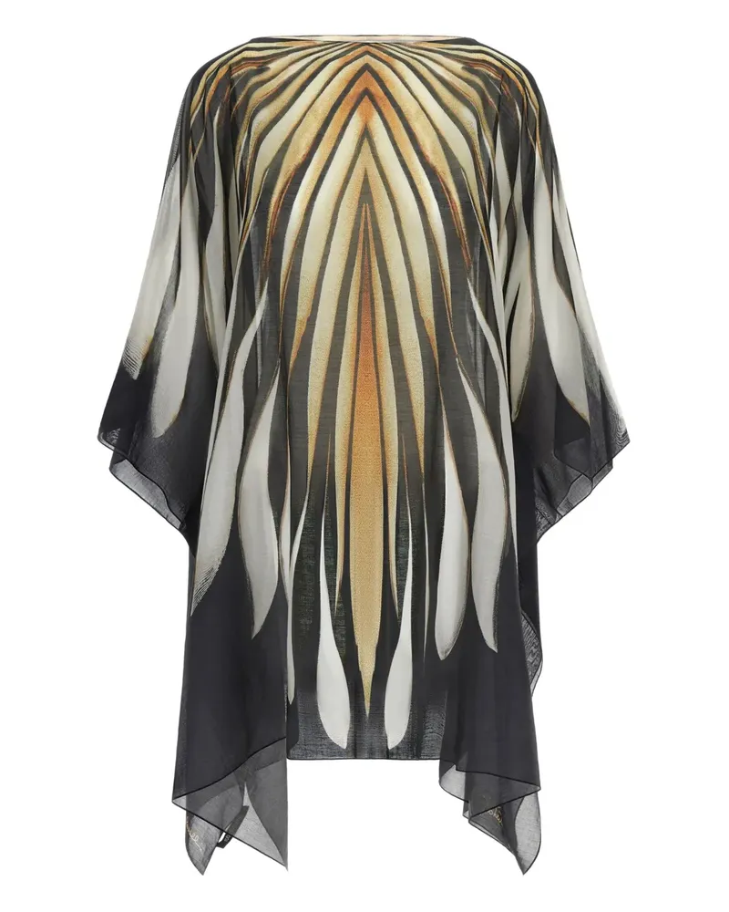 Roberto Cavalli Leinenkaftan mit abstraktem Muster - Gold Gold