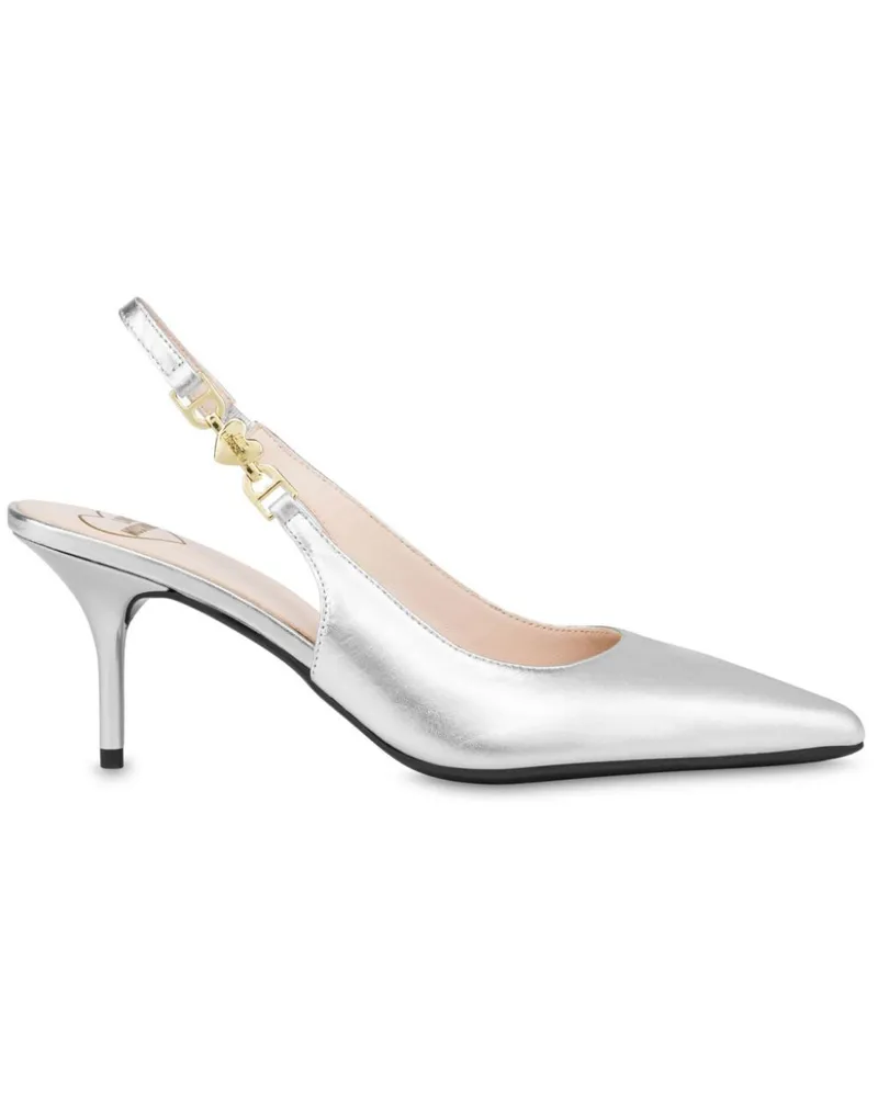 Moschino Slingback-Pumps aus Metallic-Leder - Silber Silber