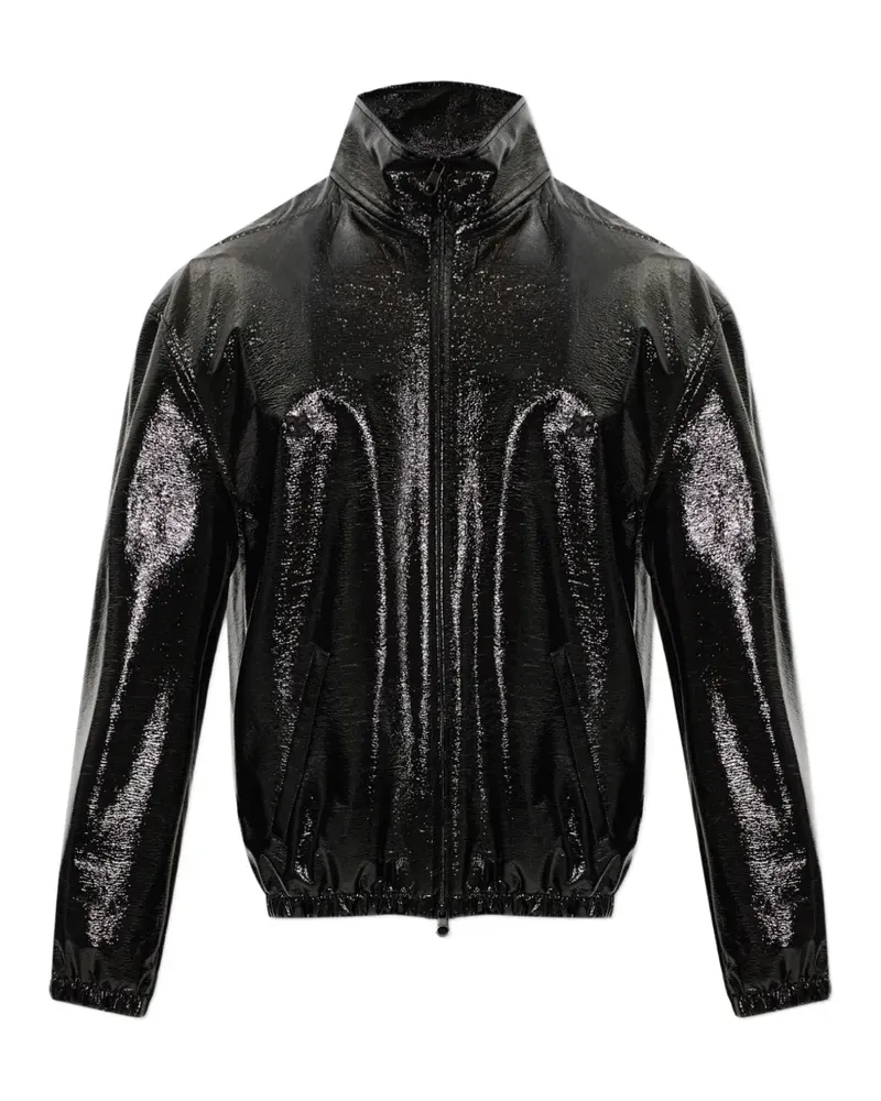 Courrèges stand-up collar vinyl jacket - Schwarz Schwarz