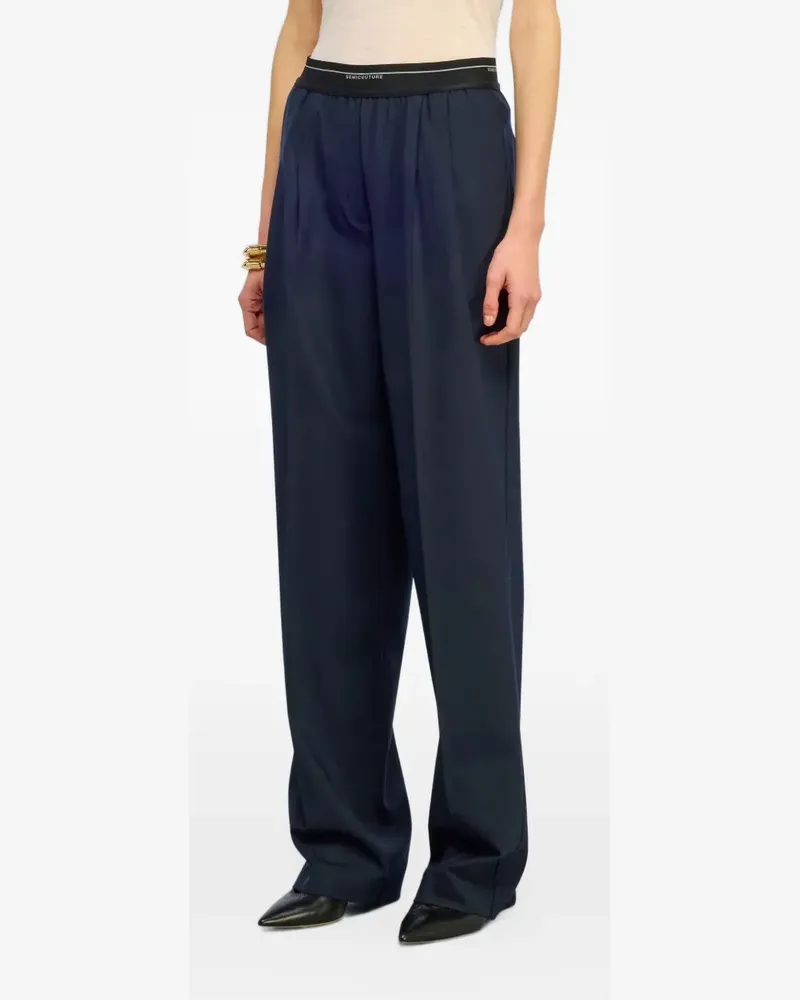 Semicouture Madyson Faltenhose mit Logo-Bund - Blau Blau