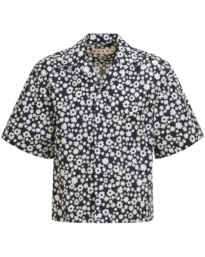 Marni Hemd mit Blumen-Print - Schwarz Schwarz