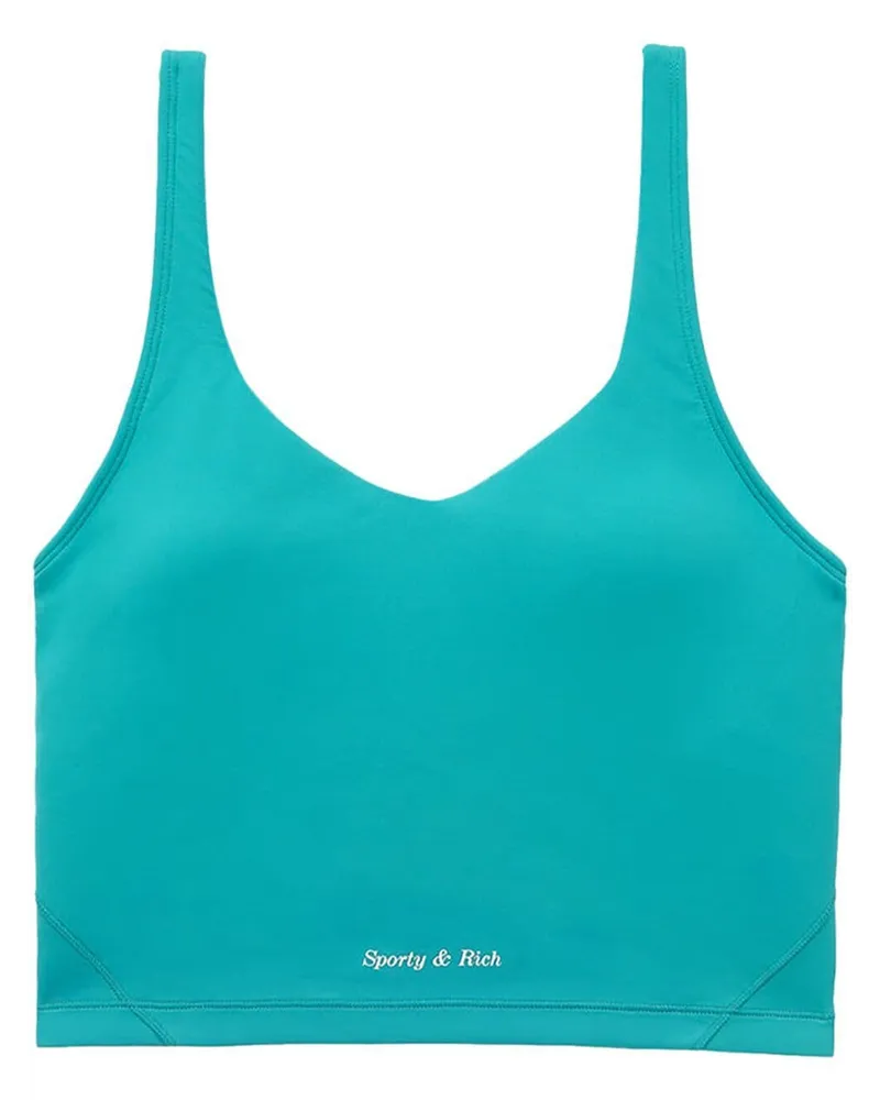 SPORTY & RICH Cropped-Top mit Logo-Print - Blau Blau