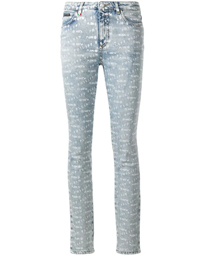 Philipp Plein Skinny-Jeans mit Logo-Print - Blau Blau