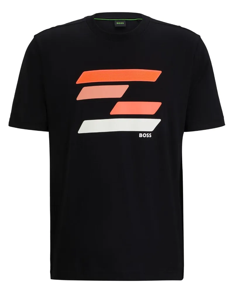 HUGO BOSS T-Shirt mit strukturiertem Print Schwarz