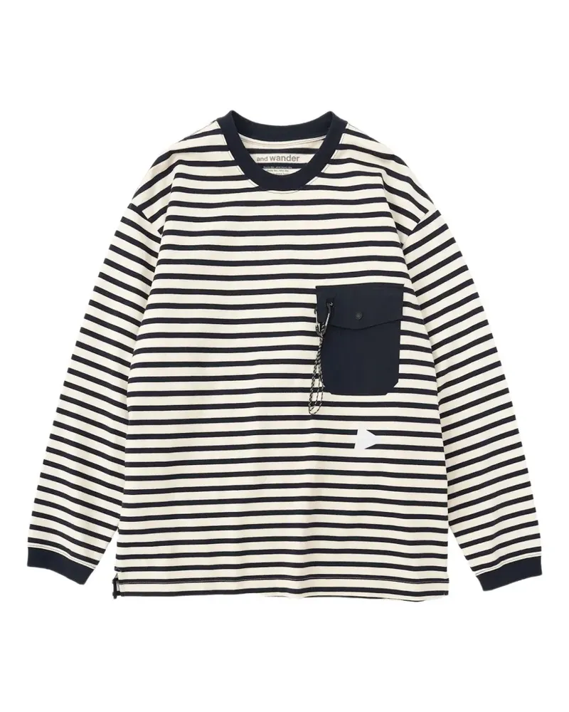 and wander striped patch-pocket T-shirt - Nude Nude