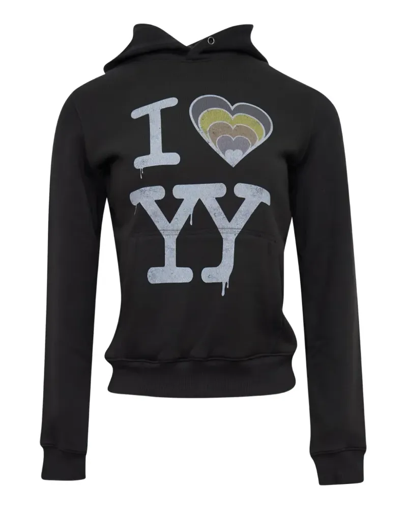 OPEN YY logo-print cotton hoodie - Schwarz Schwarz