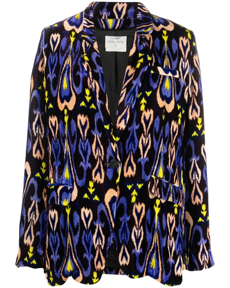 forte_forte Blazer mit grafischem Print Blau