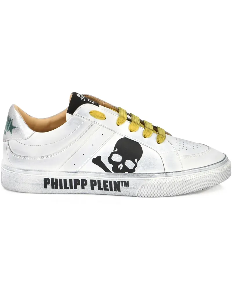 Philipp Plein skull leather low-top trainers - Weiß Weiß
