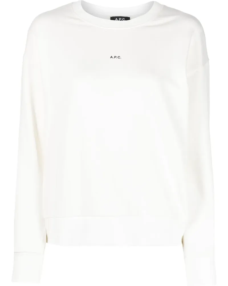 A.P.C. Langarmshirt mit Logo-Print - Weiß Weiß