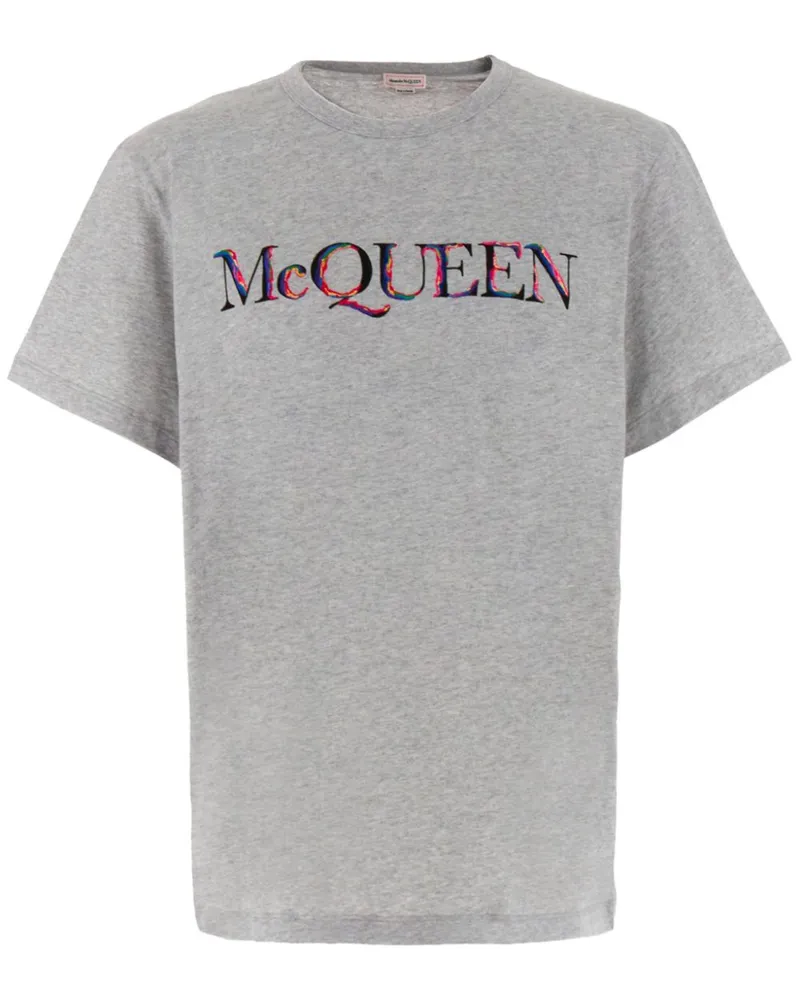Alexander McQueen T-Shirt mit Logo-Stickerei - Grau Grau