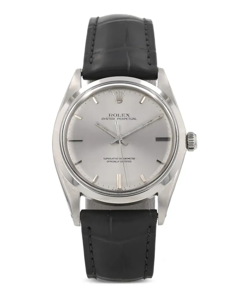 Rolex 1968s 34mm Oyster Perpetual calf leather bracelet watch - Schwarz Schwarz