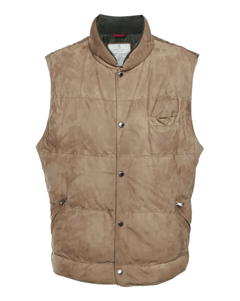 Brunello Cucinelli suede padded vest - Nude Nude