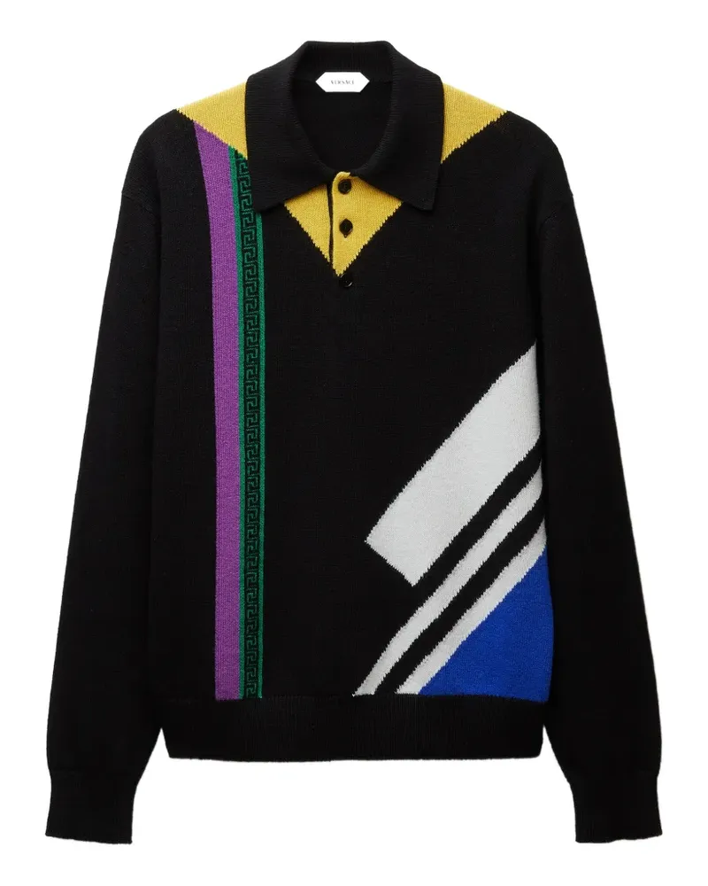 Versace Pullover mit Greca-Muster - Schwarz Schwarz