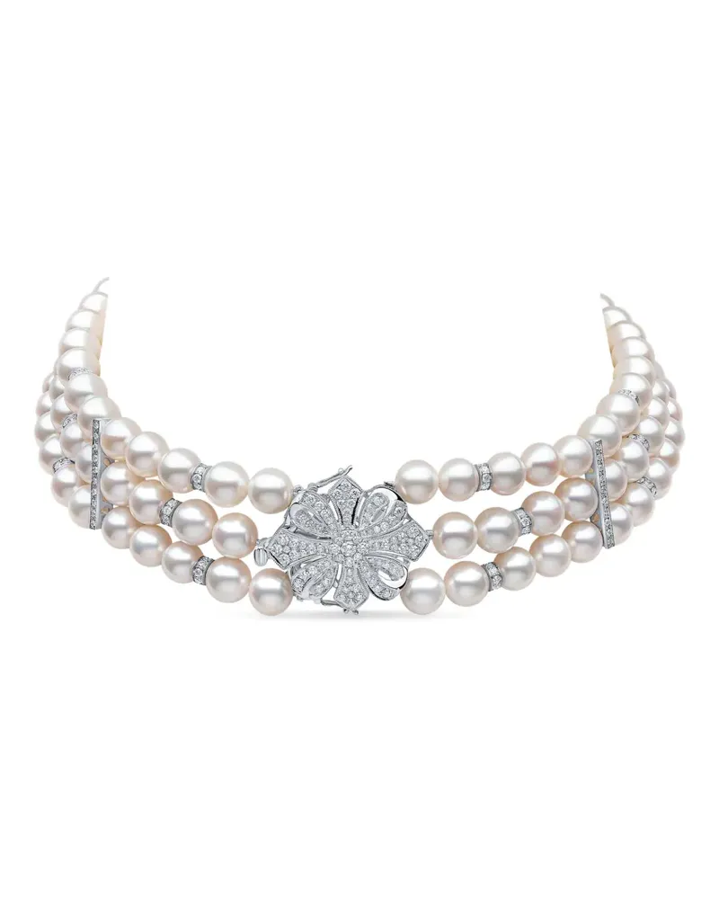YOKO London Classic diamond and pearl choker - Weiß Weiß