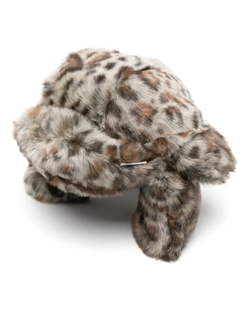 RUSLAN BAGINSKIY leopard-print trapper hat - Grau Grau