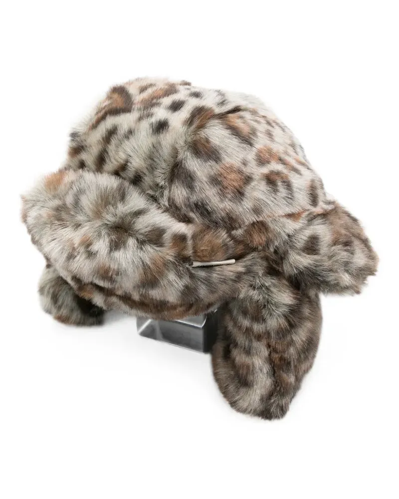 RUSLAN BAGINSKIY leopard-print trapper hat - Grau Grau