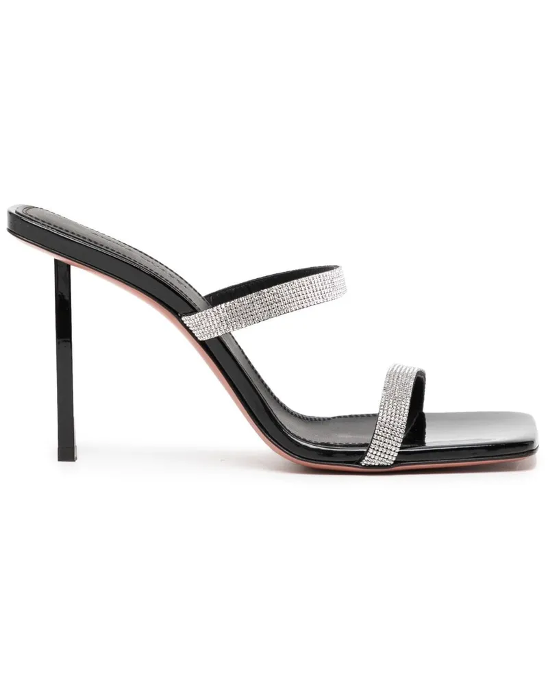 Amina Muaddi Mules mit Kristallen - Schwarz Schwarz