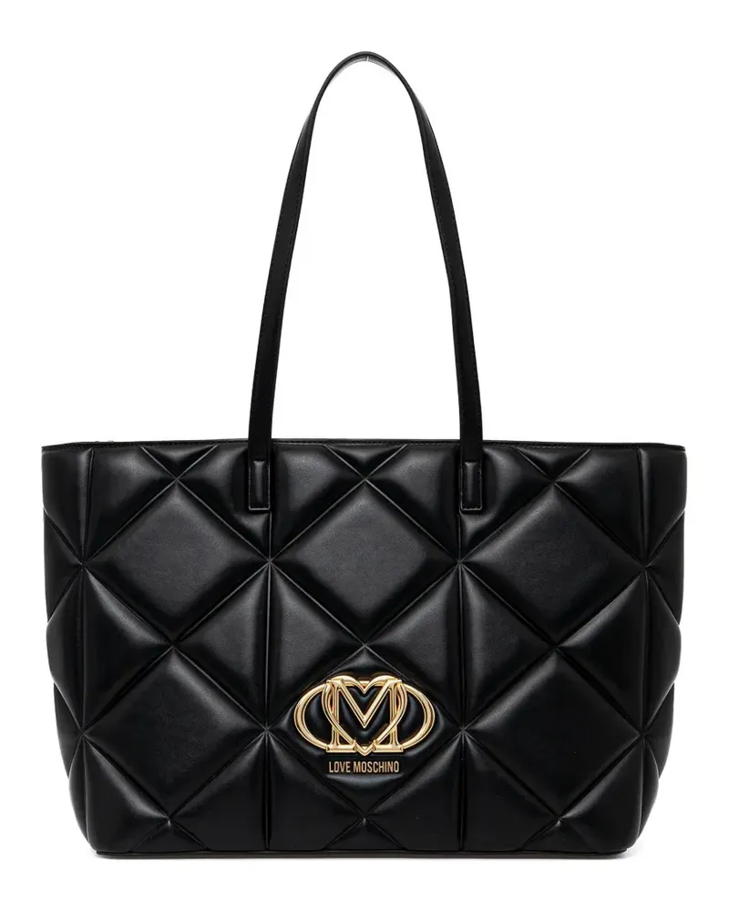 Moschino Tote Bag mit Logo-Schild - Schwarz Schwarz