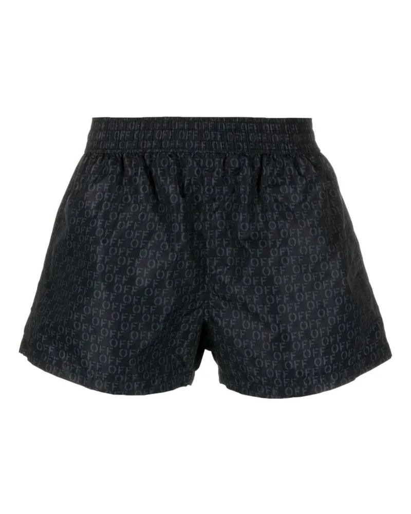 OFF-WHITE Badeshorts mit Monogramm-Print - Schwarz Schwarz