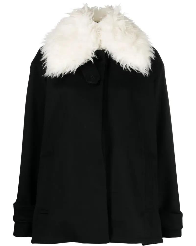 Stella McCartney Mantel mit Faux Fur - Schwarz Schwarz