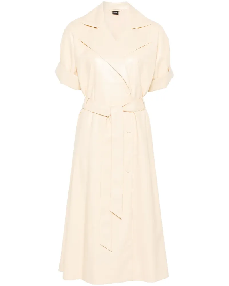 HUGO BOSS Midikleid aus Faux-Leder - Gelb Gelb
