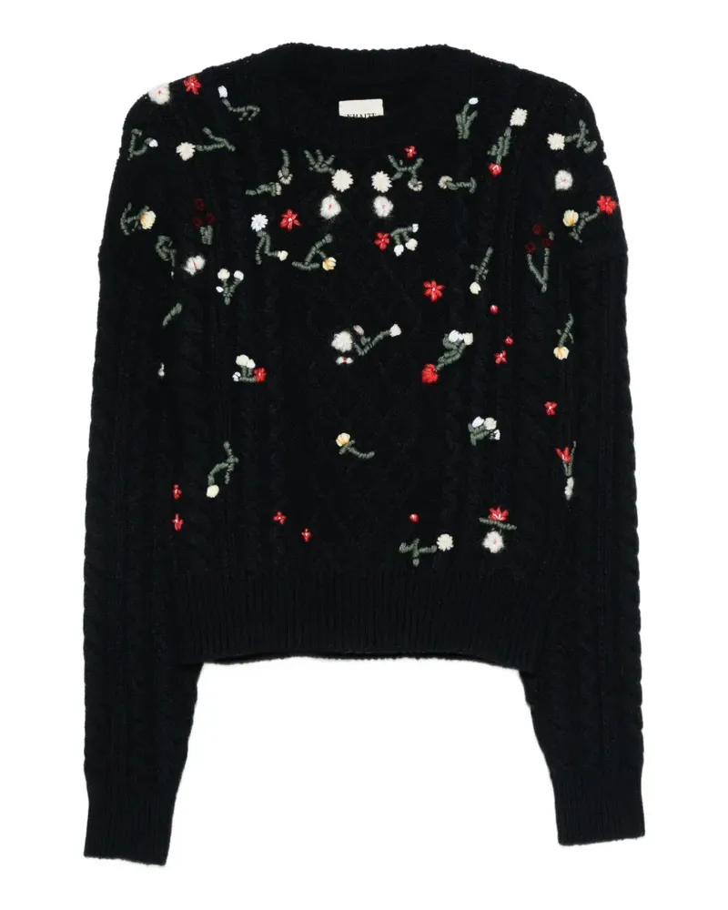 KHAITE Elias cashmere embroidered sweater deep navy - Blau Blau